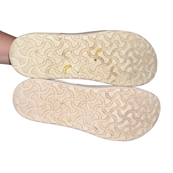 Jack Rogers Whipstitch Espadrille Wedge Sandals White Leather Thong Size 9 - Picture 7 of 9